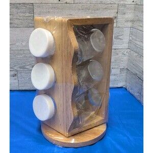 Rotating Square Bamboo Countertop Spice Rack Set of 6